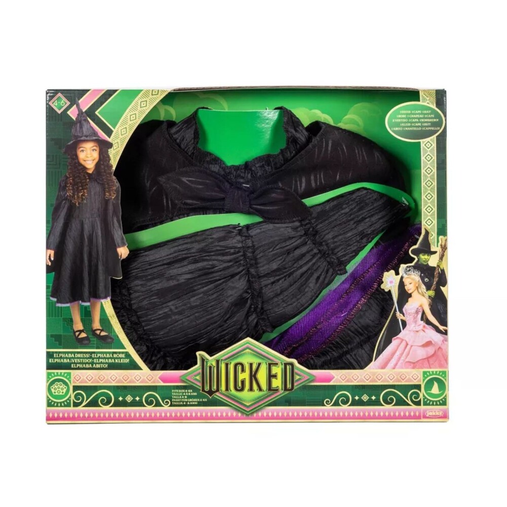 Wicked Deluxe Elphaba Dress Robe, Cape, Hat  Child Size 4-6X